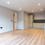 Modern empty kitchen and living area