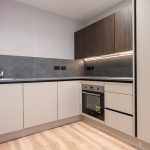 Modern kitchen with sleek cabinetry.