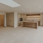 Modern kitchen with open living space