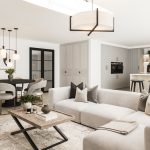 Modern open-plan living and dining area.
