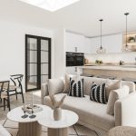 Modern open-plan living space design.