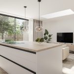 Modern kitchen with open living space