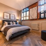 Stylish bedroom with modern decor.