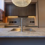 Modern kitchen with stylish features.