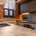 Modern kitchen with industrial design elements.