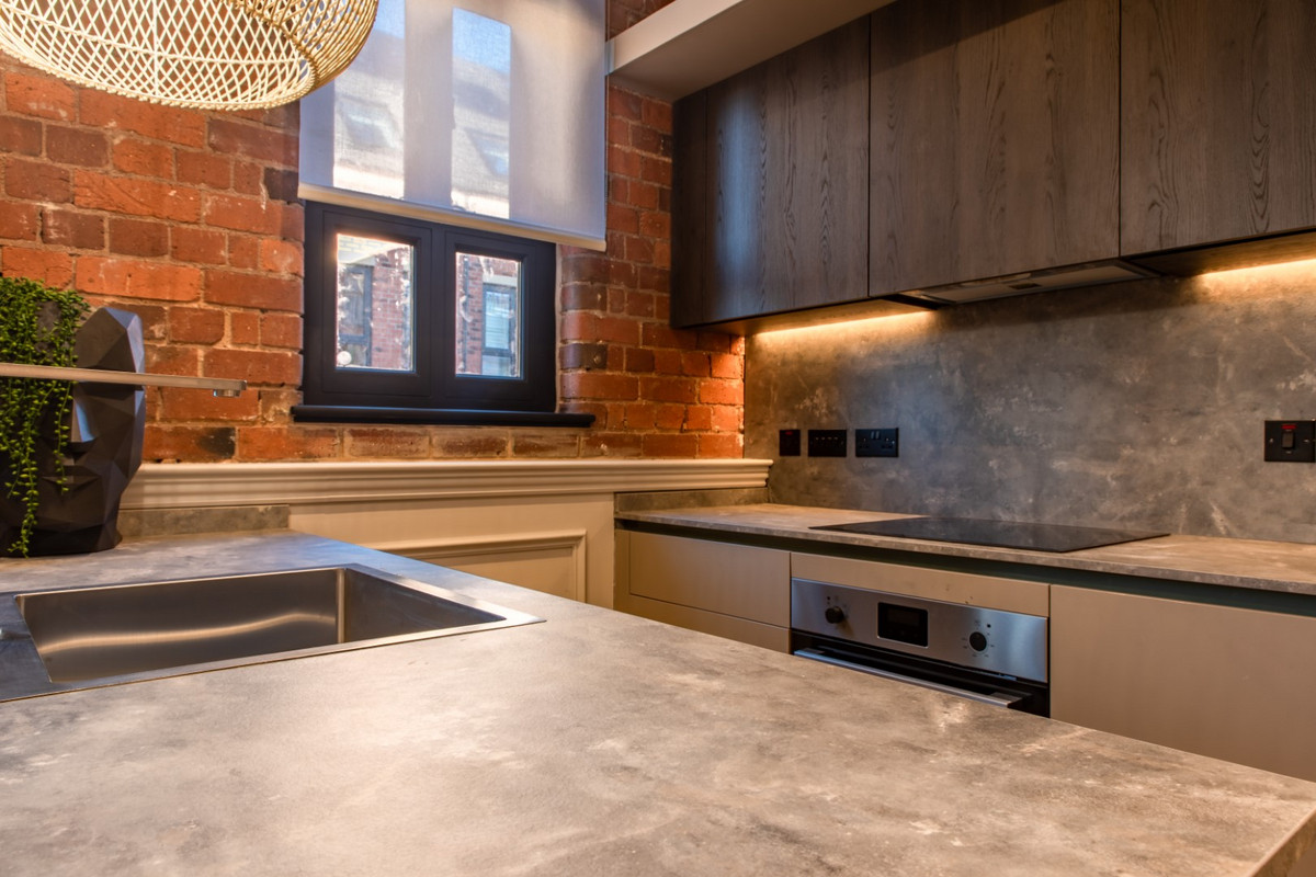 Modern kitchen with industrial design elements.