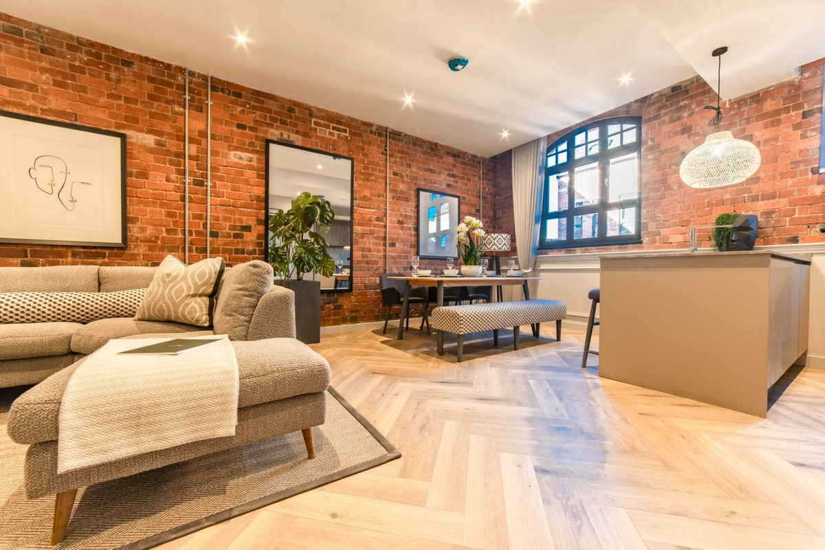 Stylish open-plan living space interior.