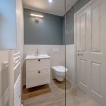 Modern bathroom with sleek design.