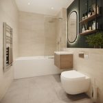 Modern bathroom with sleek design.