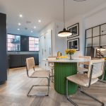 Modern dining area with stylish decor.