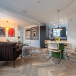 Modern open-plan living space interior.