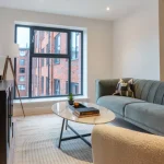 Modern living room with stylish furnishings.