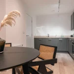 Modern kitchen with stylish decor.