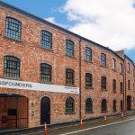 Historic brick building with arched windows