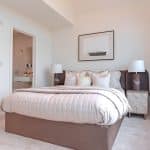 Modern bedroom with large window