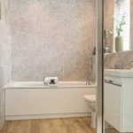 Modern bathroom with stylish fixtures.