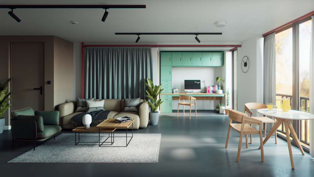 Modern living room with stylish decor