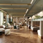 Modern lounge with stylish furnishings.