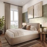 Modern bedroom with stylish decor.